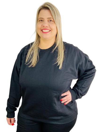 Imagem de Blusa Feminina Moletom Fechado Básico Plus Size Kohmar 967