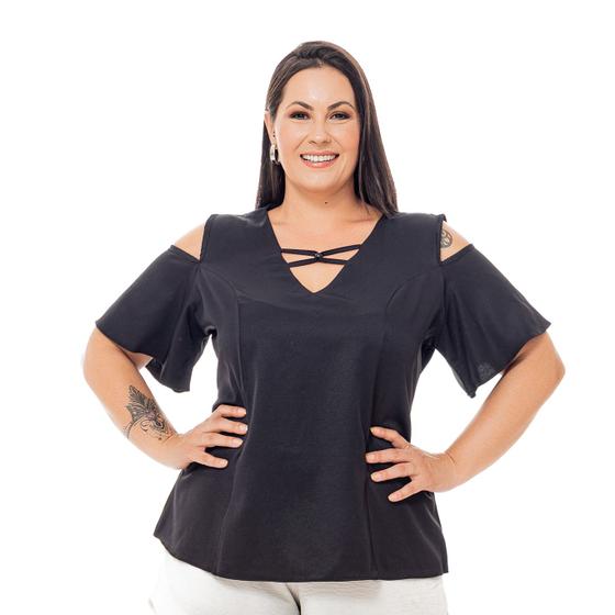 Imagem de Blusa Feminina Ombros Abertos Plus Size Elegante Lançamento