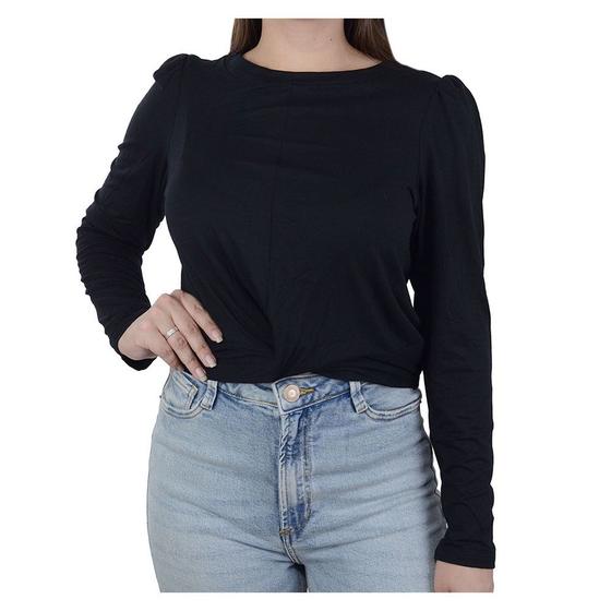 Imagem de Blusa Feminina Parado no Ar Cropped Torção Preta - 730153