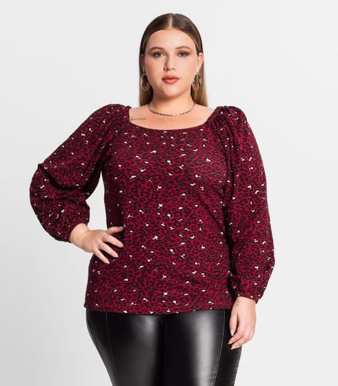 Imagem de Blusa Feminina Plus Size Em Molecotton Secret Glam Vermelho