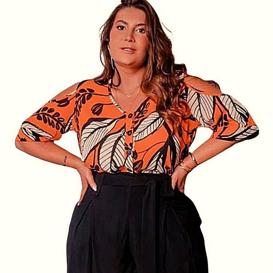 Imagem de blusa feminina plus size estamapada verão 