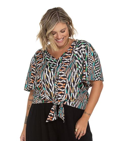 Imagem de Blusa Feminina Plus Size Geométrica Secret Glam Preto