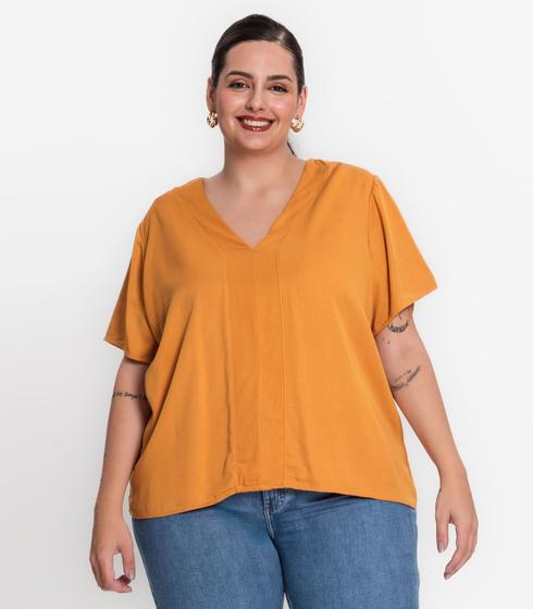 Imagem de Blusa Feminina Plus Size Gola em V Secret Glam Marrom