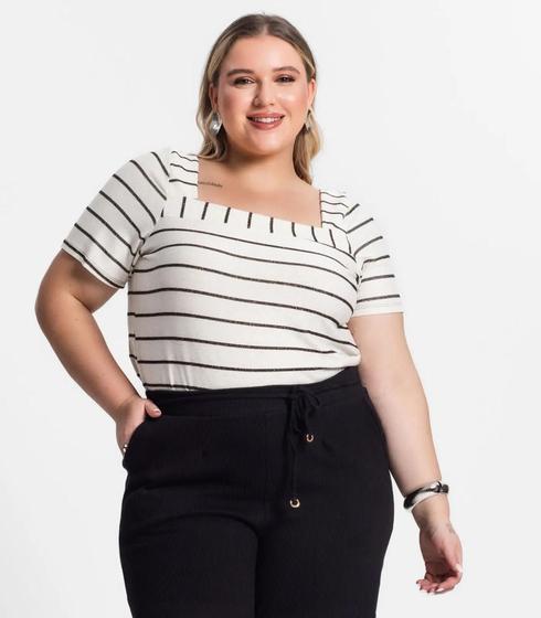 Imagem de Blusa Feminina Plus Size Listrada Secret Glam