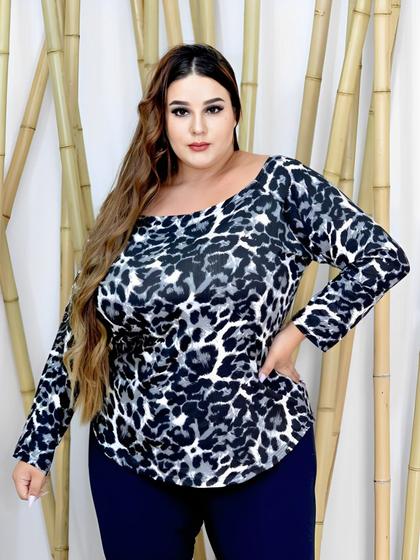 Imagem de Blusa Feminina Plus Size Manga Longa Comprida do GG AO G3