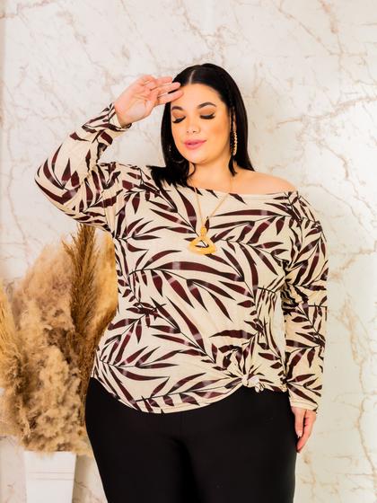 Imagem de Blusa Feminina Plus Size Manga Longa Comprida do GG AO G3