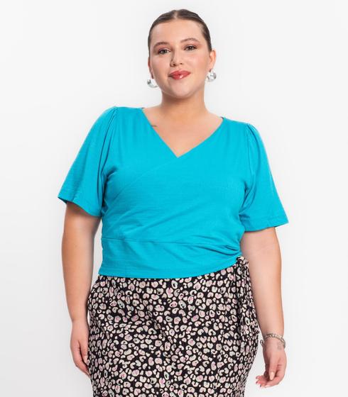 Imagem de Blusa Feminina Plus Size Transpassada Secret Glam Verde