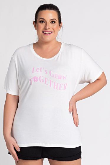 Imagem de Blusa Feminina Plus Size Visco Estampada "LET'S GOW TOGETHER" - Serena