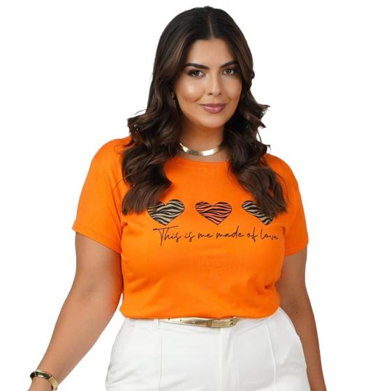 Imagem de Blusa Feminina Plus Size Viscolycra Estampada Coração