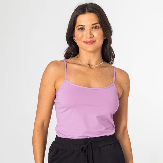 Imagem de Blusa Feminina Poliamida Com Alça Fina Básica Lisa Casual