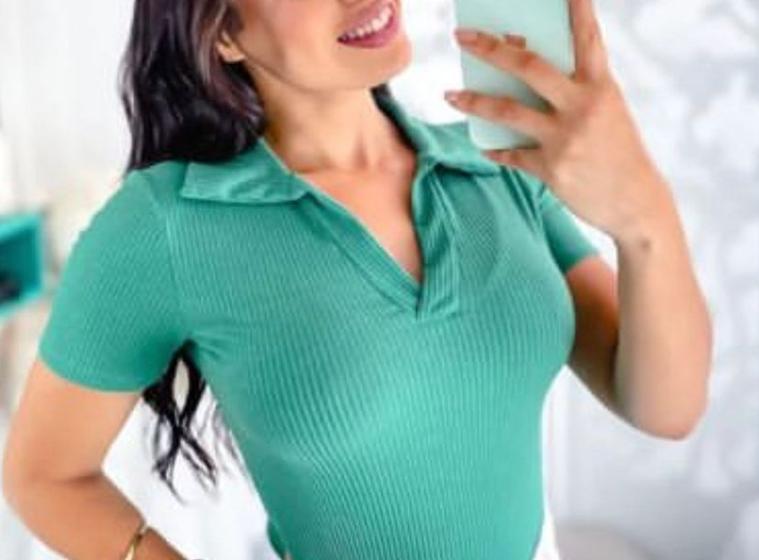 Imagem de Blusa feminina polo manga curta canelada