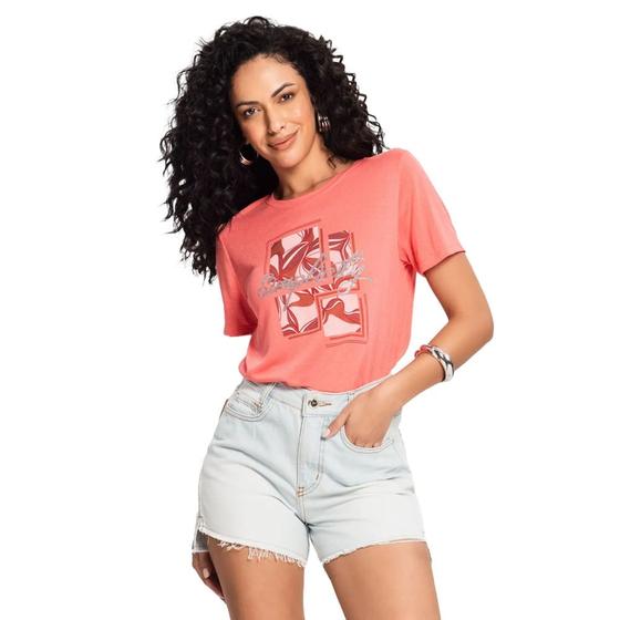 Imagem de Blusa Feminina Rovitex Manga Curta Simplicity Coral