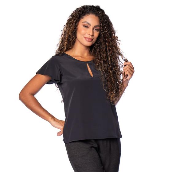 Imagem de Blusa Feminina The Style Box Decote Gota Preto