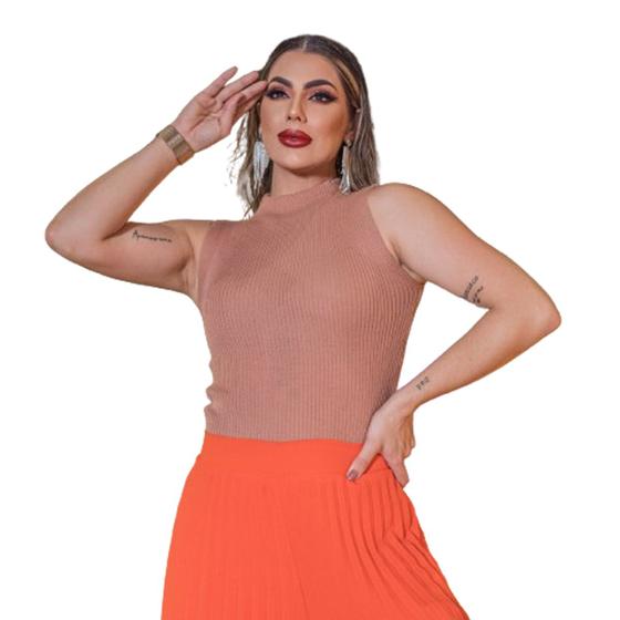 Imagem de Blusa Feminina Tricô Garrafinha Gola Alta Canelado