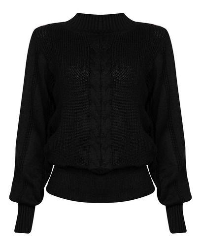 Imagem de Blusa Feminina Tricot Lã Manga Longa Moda Grossa Frio