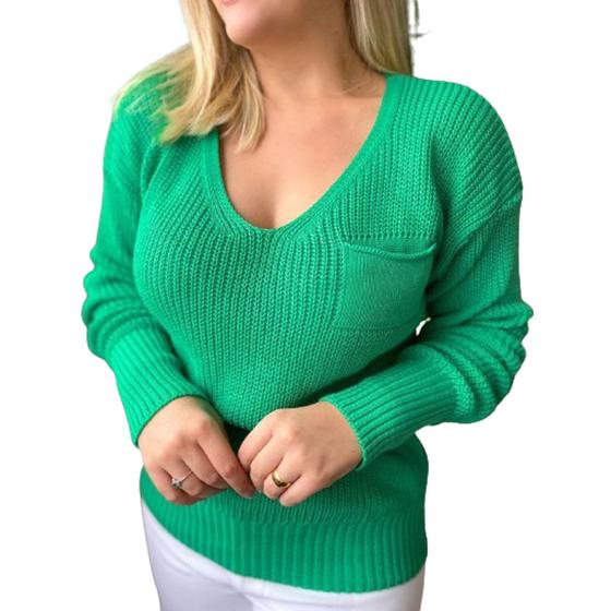 Imagem de Blusa Feminina Tricot Moda Trico Decote V