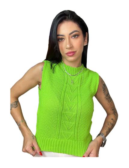 Imagem de Blusa Feminina Tricot Regata Gola Garrafinha Blusinha Moda