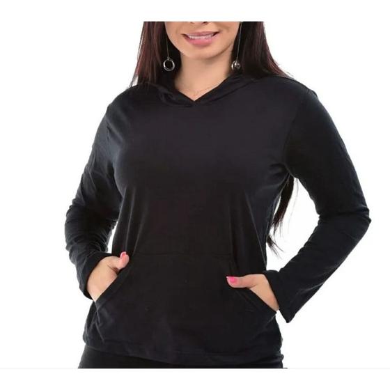 Imagem de Blusa feminina viscolycra manga longa capuz moda fashion