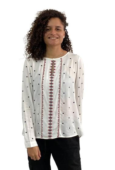 Imagem de Blusa Feminina Viscose Indiano Bordados Cor Branco  368