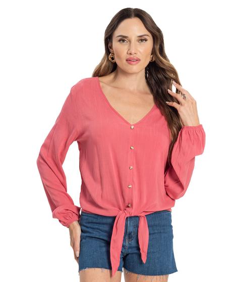 Imagem de Blusa Feminina Viscose Manga Longa Infinita Cor Rosa