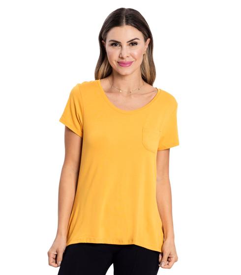 Imagem de Blusa Feminina Viscotorcion Com Bolso Rovitex Amarelo