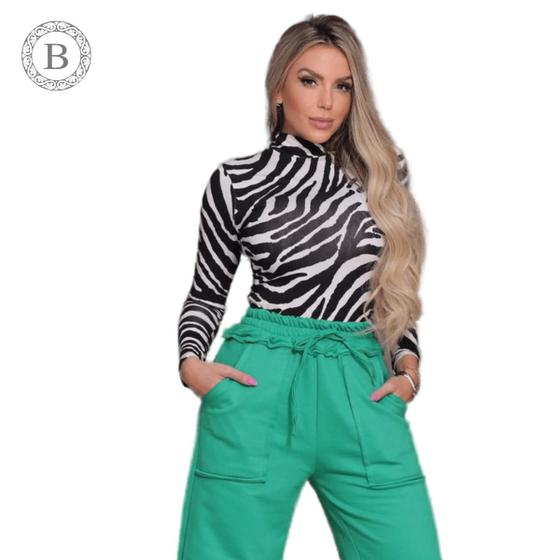 Blusa Feminina Zebra Luxo Estampado Tshirt Manga Longa Menor preço em Blusa Feminina Zebra Luxo Estampado Tshirt Manga Longa