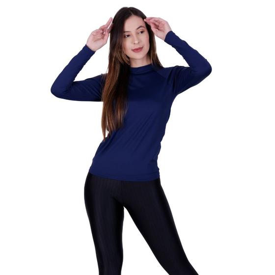 Imagem de Blusa Fitness Térmica Segunda Pele Camisa Proteção Solar UV 50+ Academia Feminina