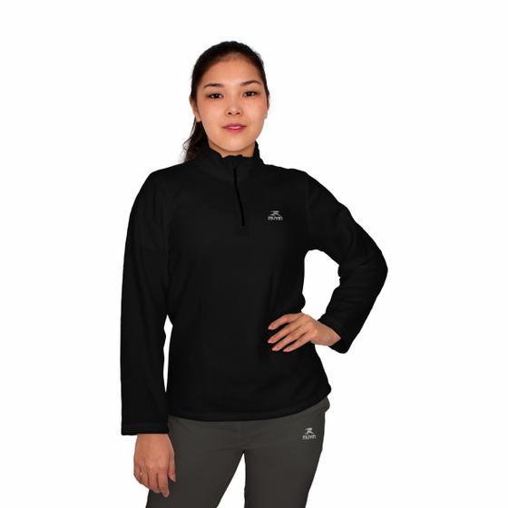 Imagem de Blusa Fleece Muvin Feminina Gola Alta com Zíper - Seca Rápido - Proteção UV50 Treino Exercícios Academia Frio Inverno