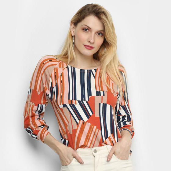 Imagem de Blusa Flora Zuu Estampada Gola Canoa Feminina