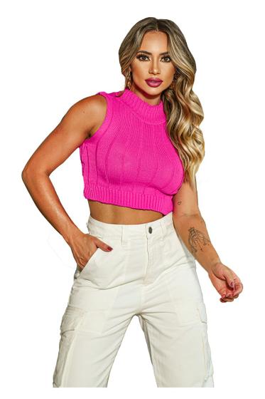 Imagem de Blusa Garrafinha Cropped  Verão Tricot Feminina Novidade