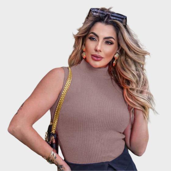 Imagem de Blusa Garrafinha Feminina Gola Tricô