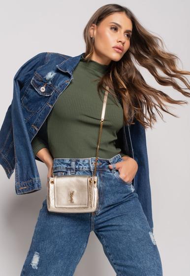 Imagem de Blusa Gola Alta Manga Longa Malha Canelada Verde Salvatore Fashion