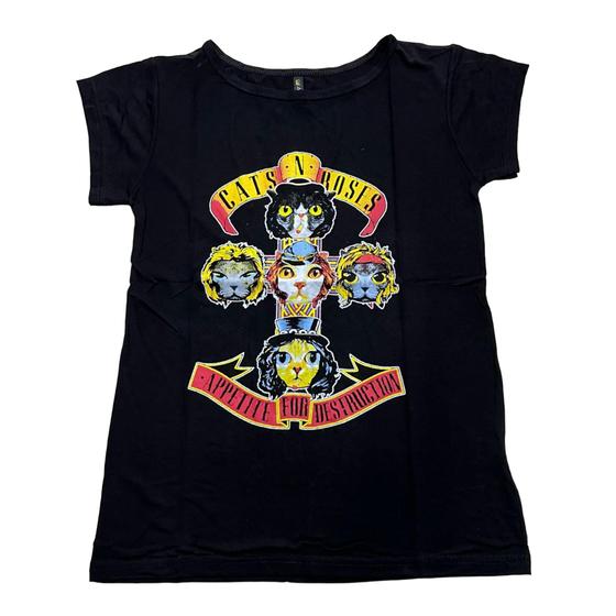 Imagem de Blusa Guns N' Roses Gatos Gatinhos Blusinha Camiseta Banda Rock Feminino Sfm827