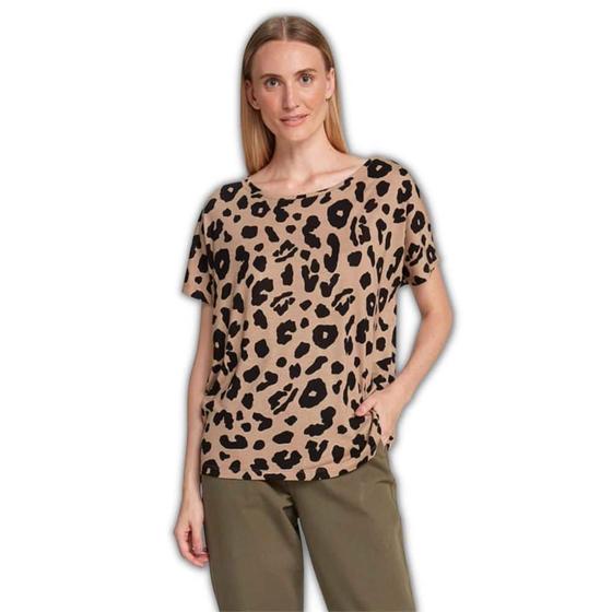 Blusa Hering Feminina Estampada Manga Curta 4DJT Preta-Bege Menor preço em Blusa Hering Feminina Estampada Manga Curta 4DJT Preta-Bege
