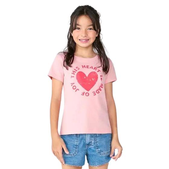 Imagem de Blusa Hering Infantil Menina Manga Curta Com Estampa Rosa