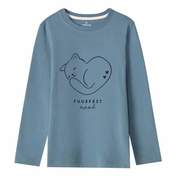 Imagem de Blusa Hering Infantil Menina Manga Longa Com Estampa Azul