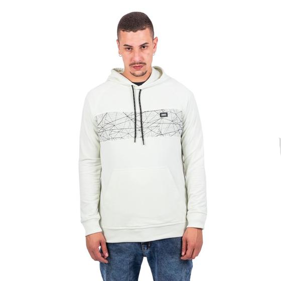 Imagem de Blusa Hoodie Moletinho Canguru Manga Longa Branco Nicoboco - Estampa Listras Pretas - Alta Qualidade