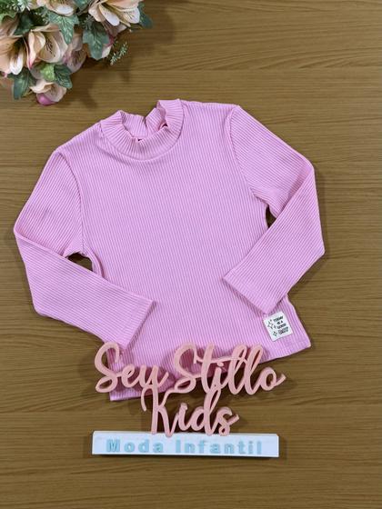 Imagem de Blusa Infantil Cinti Inverno Manga Longa Canelada Rosa