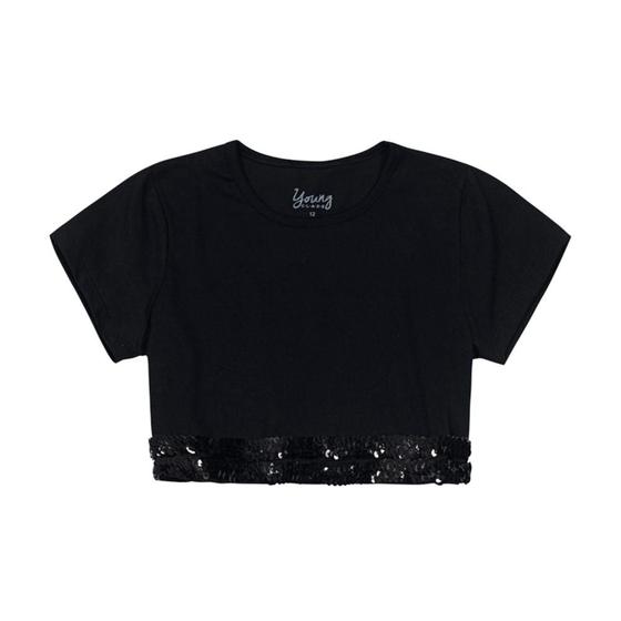 Imagem de Blusa infantil cropped com detalhe em paetê young class ref:25556 12/18