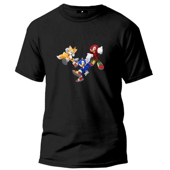 Imagem de Blusa Infantil Estampa Turma Sonic Filme Camiseta Manga Curta