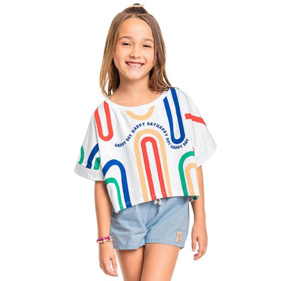 Imagem de Blusa Infantil Feminina Em Meia Malha Ampla Estampada Menina