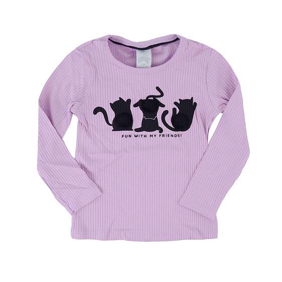 Imagem de Blusa Infantil Feminina lunender Canelada Gatinhos Lilas