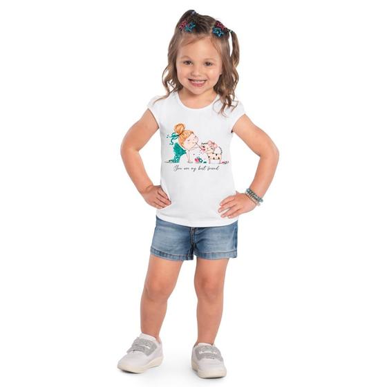 Imagem de Blusa Infantil Feminina Manga Curta em Meia Malha Bailarina Kyly