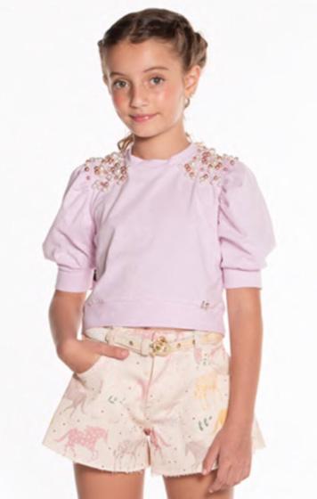 Imagem de Blusa infantil feminina pérolas ombro