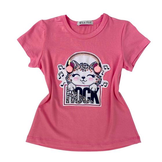 Imagem de Blusa Infantil Juvenil Malha Manga Curta Rosa