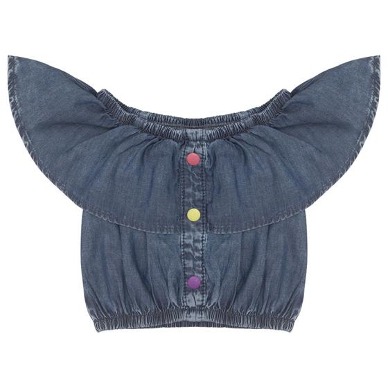 Imagem de Blusa Infantil Look Jeans Cropped Jeans