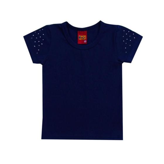 Imagem de blusa infantil menina em cotton azul marinho kyly
