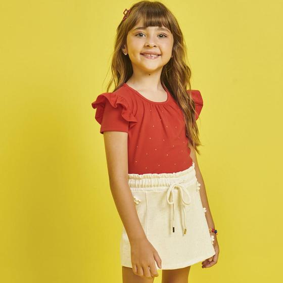 Imagem de Blusa Infantil Menina Verão em Cotton Vermelha Tam 6 a 14 - Infanti