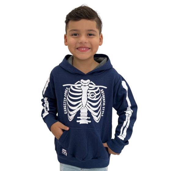 Imagem de Blusa Infantil Moletom Menino Canguru Touca Bolso Gangster