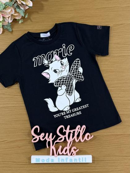 Imagem de Blusa Infantil Momi Manga Curta Preta Marie Disney